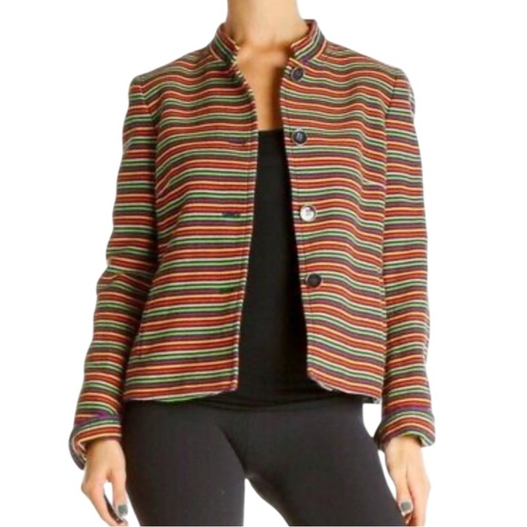 🔥SALE🔥 VINTAGE Talbots Rainbow Retro Striped Blazer & Skirt SZ 8P EUC - Picture 1 of 14